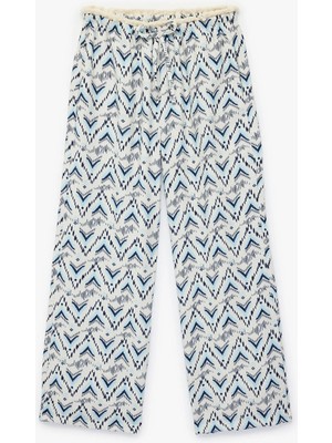 Koton Viskon Karışımlı Desenli Geniş Paça Pantolon