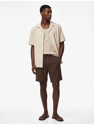 Koton Bermuda Pamuklu Cepli Beli Bağcıklı Müslin Şort