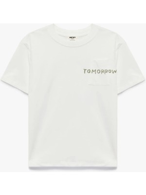 Koton Pamuklu Kısa Kollu Bisiklet Yaka Baskılı Tişört