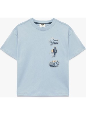 Koton Bisiklet Yaka Kısa Kollu Pamuklu Baskılı Oversize Tişört