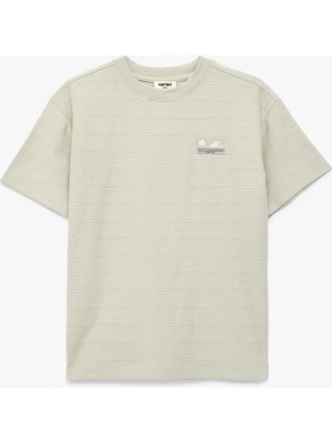 Koton Pamuklu Baskılı Bisiklet Yaka Kısa Kollu Çizgili Tişört