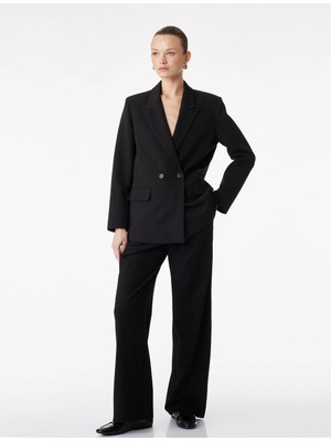 Koton Cep Detaylı Düğmeli Kruvaze Yaka Oversize Blazer Ceket