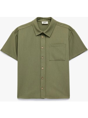 Koton Kısa Kollu Gömlek Yaka Oversize Basic Gömlek