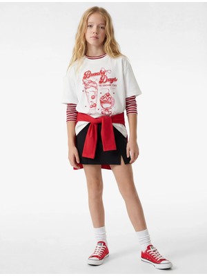 Koton Baskılı Kısa Kollu Bisiklet Yaka Pamuklu Tişört