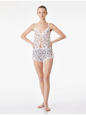 Koton Dantelli Çiçek Desenli Şort Pijama Altı