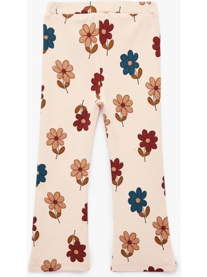 Koton Beli Lastikli Çiçek Baskılı Tayt