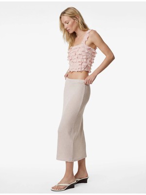 Koton Ince Metalik Iplik Detaylı Parıltılı Midi A Kesim Etek