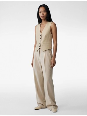 Koton Regular Fit Cepli V Yaka Blazer Yelek