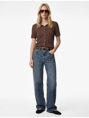 Koton Slim Fit Polo Yaka Kısa Kollu Düğmeli Kazak