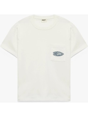 Koton Bisiklet Yaka Kısa Kollu Nakışlı Tek Cepli Pamuklu Oversize Tişört