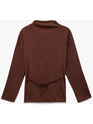 Koton Regular Fit Uzun Kollu Dik Yaka Kemerli Kazak