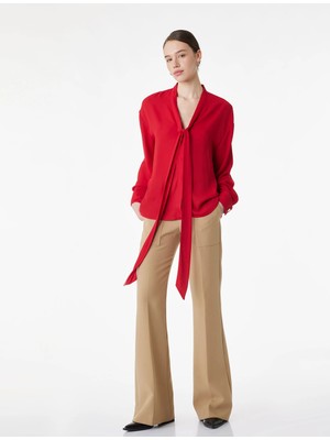 Koton Uzun Kollu Bağlamalı Fular Yaka Gömlek