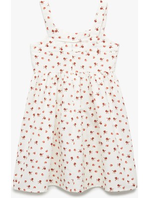 Koton Keten Karışımlı Pamuklu Çiçekli Askılı Elbise