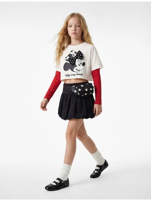 Koton Lisanslı Minnie Mouse Baskılı Kısa Kollu Pamuklu Tişört