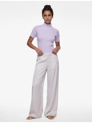 Koton Yüksek Bel Düz Geniş Paça Saten Pantolon