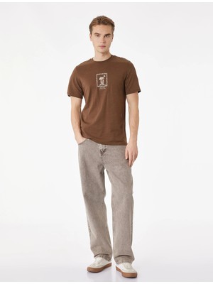 Koton Regular Fit Kısa Kollu Bisiklet Yaka Pamuklu Baskılı Tişört