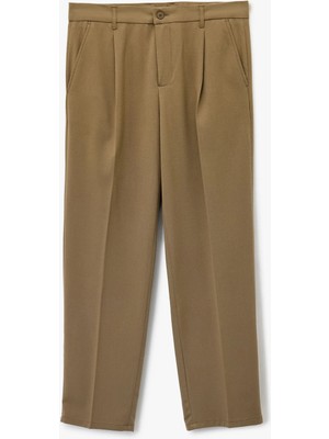 Koton Rahat Kalıp Viskon Karışımlı Cepli Pileli Kumaş Pantolon