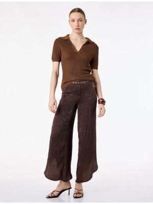 Koton Yüksek Bel Dokulu Fermuarlı Harem Pantolon