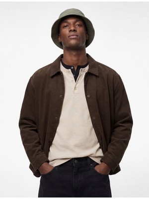 Koton Uzun Kollu Pamuklu Gömlek Yaka Cepli Düğmeli Oversize Jean Ceket