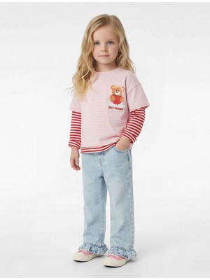 Koton Pamuklu Cepli Fırfırlı Paça Geniş Paça Denim Pantolon