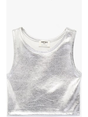 Koton Pamuklu Kolsuz Bisiklet Yaka Slim Fit Parlak Atlet