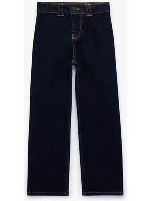 Koton Pamuklu Cepli Yüksek Bel Düz Bol Paça Jean Pantolon