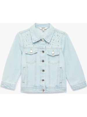 Koton Pamuklu Taş Detaylı Uzun Kollu Gömlek Yaka Jean Ceket