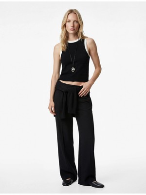 Koton Regular Fit Yüksek Bel Viskon Karışımlı Balon Pantolon