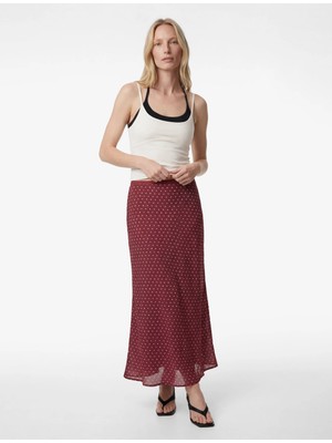 Koton Balık Form Puantiyeli Saten Midi Etek