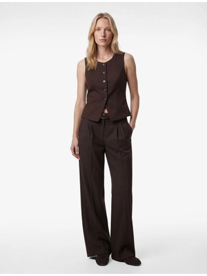 Koton Viskon Karışımlı Düğmeli Bisiklet Yaka Slim Fit Kolsuz Yelek