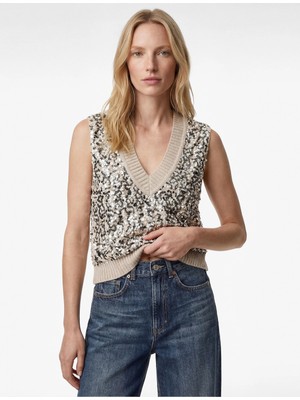 Koton V Yaka Triko Pul Payetli Süveter