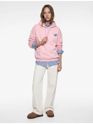 Koton Stitch Lisanslı Kapüşonlu Arkası Baskılı Oversize Sweatshirt