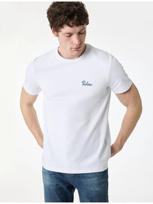 Koton Slim Fit Kısa Kollu Bisiklet Yaka Baskılı Tişört