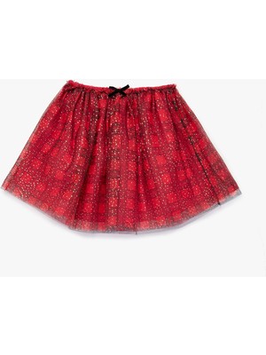 Koton Beli Lastikli Parıltılı Ekoseli Tütü Etek