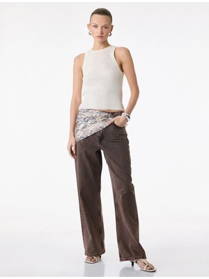 Koton Rahat Kalıp Yıkamalı Düğmeli Cepli Baggy Denim Pantolon - Baggy Jeans