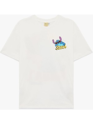 Koton Stitch Lisanslı Kısa Kollu Pamuklu Arkası Baskılı Oversize Tişört