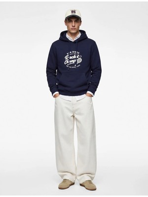 Koton Pamuklu Uzun Kollu Baskılı Kapşonlu Sweatshirt