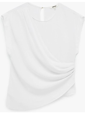 Koton Drapeli Bisiklet Yaka Asimetrik Kolsuz Bluz