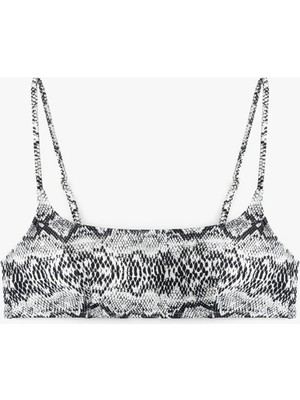 Koton Hafif Destekli Yılan Desenli Ince Askılı Bralet Bikini Üstü