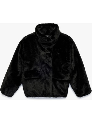 Koton Cep Detaylı Dik Yaka Uzun Kollu Suni Kürklü Ceket