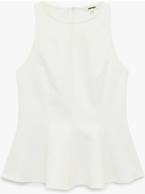 Koton Slim Fit Kolsuz Bisiklet Yaka Peplum Bluz