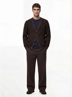 Koton Uzun Kollu Koyun Yünü Karışımlı Düğmeli V Yaka Triko Hırka