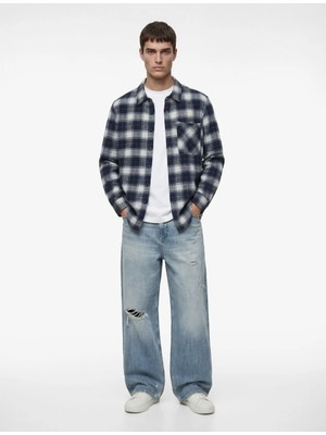 Koton Regular Fit Uzun Kollu Cepli Klasik Yaka Oduncu Gömleği