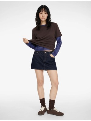 Koton A Kesim Zincir Kemer Detaylı Mini Denim Etek