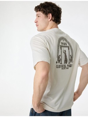 Koton Rahat Kalıp Kısa Kollu Bisiklet Yaka Baskılı Tişört