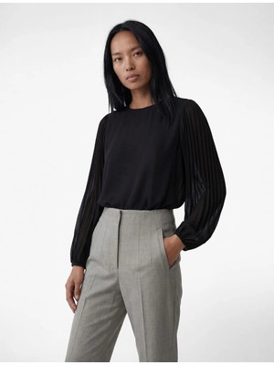 Koton Uzun Kollu Bisiklet Yaka Pileli Bluz