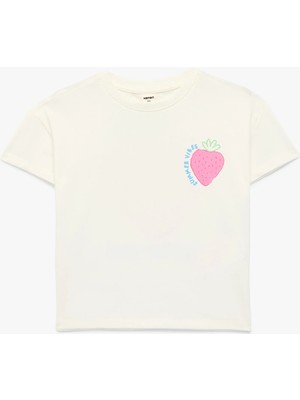 Koton Uzun Kollu Bisiklet Yaka Pamuklu Arkası Çilek Baskılı Tişört