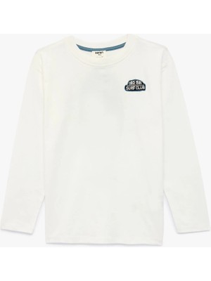 Koton Pamuklu Baskılı Bisiklet Yaka Uzun Kollu Tişört