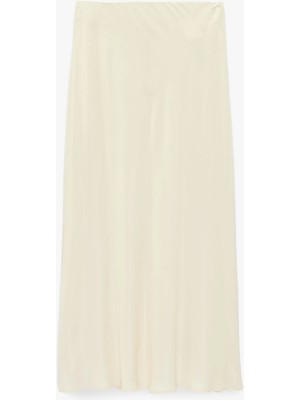 Koton Viskon Balık Kesim Midi Saten Görünümlü Etek