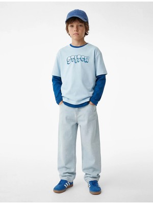 Koton Stitch Baskılı Kısa Kollu Bisiklet Yaka Lisanslı Tişört